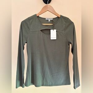 Long Sleeve Cutout Top | NWT | Dark Sage | Size XS | Fall Layers